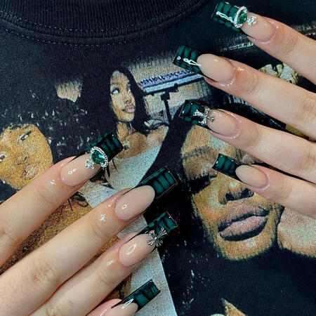 black french with alligator design with charms